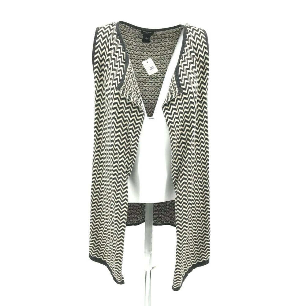 Ann Taylor Open Front Chevron Print Vest Sz S